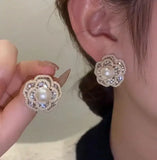 Fairy Flower Pearl Rhinestone Earrings for Women