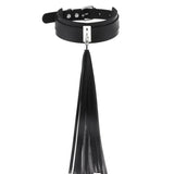 Tassel Pendant Choker Leather Necklace Double Neck Strap Sexy Collar