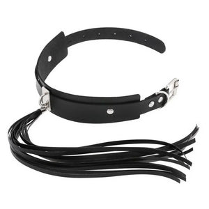 Tassel Pendant Choker Leather Necklace Double Neck Strap Sexy Collar