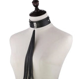 Tassel Pendant Choker Leather Necklace Double Neck Strap Sexy Collar
