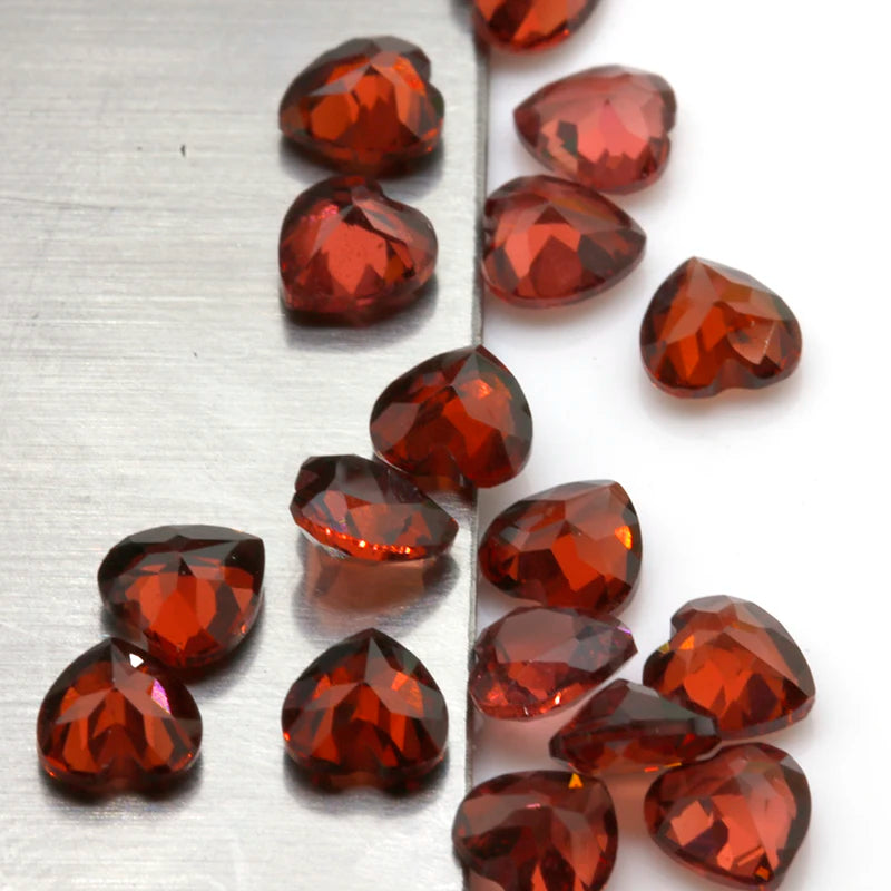 4X4mm Heart Natural Red Garnet Loose Gemstone for Jewelry