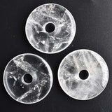 Natural Stone Donut Necklace Pendant 40mm Round Crystal Jewelry 6pcs/lot