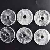 Natural Stone Donut Necklace Pendant 40mm Round Crystal Jewelry 6pcs/lot
