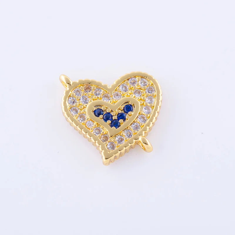 5pcs Zircon Heart Charms For Bracelet Czech Charms Bedels