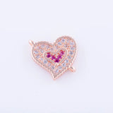 5pcs Zircon Heart Charms For Bracelet Czech Charms Bedels
