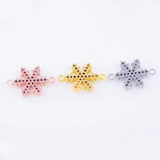 5pcs Zircon Snowflake Charms Copper Micro Pave Czech Christmas Charms