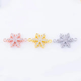 5pcs Zircon Snowflake Charms Copper Micro Pave Czech Christmas Charms