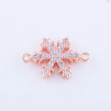 5pcs Zircon Snowflake Charms Copper Micro Pave Czech Christmas Charms