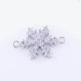5pcs Zircon Snowflake Charms Copper Micro Pave Czech Christmas Charms