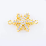 5pcs Zircon Snowflake Charms Copper Micro Pave Czech Christmas Charms