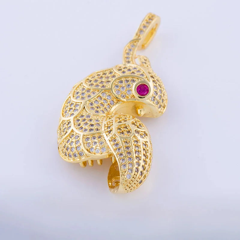Zircon Bird Charms for Jewelry Making, Big Copper Micro Pave Animal Charms Penda