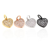 Micro Pave Clear CZ Heart Pendant Charms for Necklace Earring DIY 2Pcs