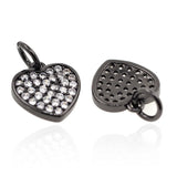 Micro Pave Clear CZ Heart Pendant Charms for Necklace Earring DIY 2Pcs