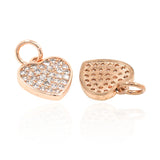 Micro Pave Clear CZ Heart Pendant Charms for Necklace Earring DIY 2Pcs