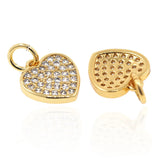 Micro Pave Clear CZ Heart Pendant Charms for Necklace Earring DIY 2Pcs