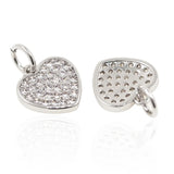 Micro Pave Clear CZ Heart Pendant Charms for Necklace Earring DIY 2Pcs
