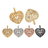 Pave CZ Crystal Heart Charms for DIY Jewelry, 2Pcs