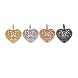 Pave CZ Crystal Heart Charms for DIY Jewelry, 2Pcs