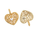 Pave CZ Crystal Heart Charms for DIY Jewelry, 2Pcs