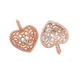 Pave CZ Crystal Heart Charms for DIY Jewelry, 2Pcs