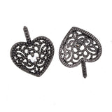Pave CZ Crystal Heart Charms for DIY Jewelry, 2Pcs