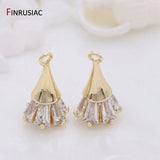 14K Gold-Plated Zircon Flowers Pendant for Earrings Necklaces
