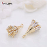 14K Gold-Plated Zircon Flowers Pendant for Earrings Necklaces