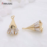 14K Gold-Plated Zircon Flowers Pendant for Earrings Necklaces