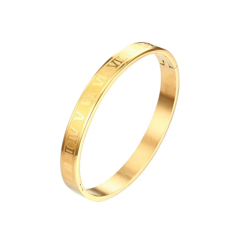 4mm 8mm Stainless Steel Roman Numerals Bracelet for Lover