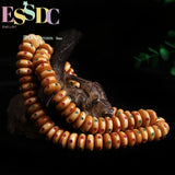 6*14MM Natural Cow Bone Inlaid Stone Red Green Dot Tibetan Abacus Beads 108