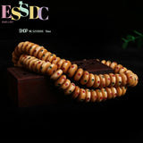 6*14MM Natural Cow Bone Inlaid Stone Red Green Dot Tibetan Abacus Beads 108