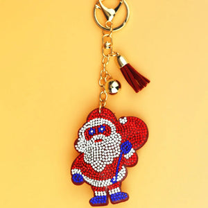 Christmas Gift Key Chain Santa Claus Zircon Decoration Key Ring