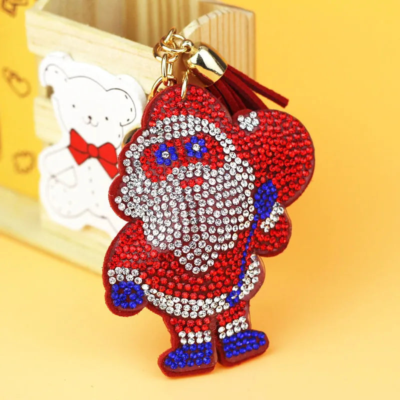 Christmas Gift Key Chain Santa Claus Zircon Decoration Key Ring