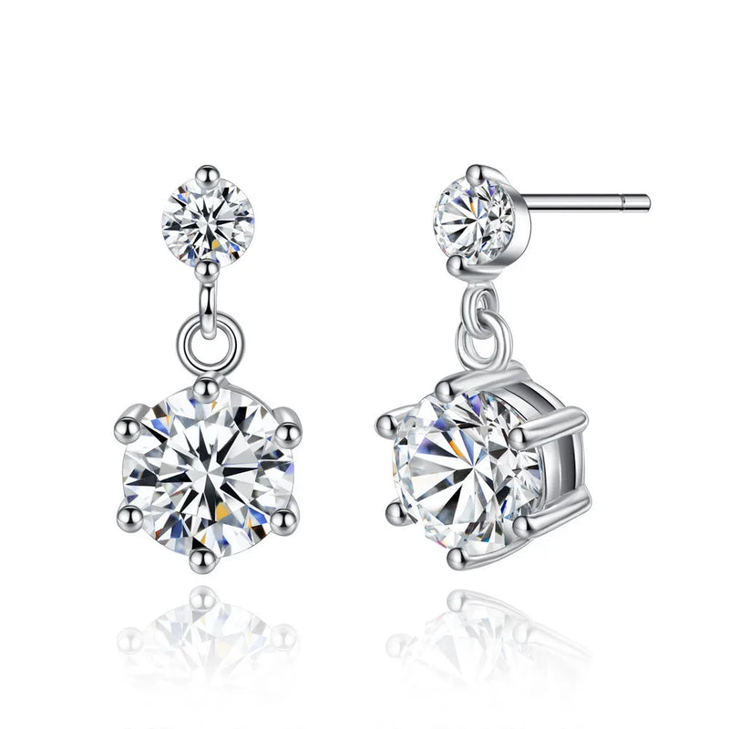 Flower Charm Zircon Ear Studs Earrings Platinum Plated