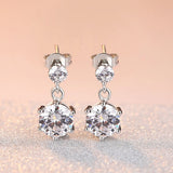 Flower Charm Zircon Ear Studs Earrings Platinum Plated