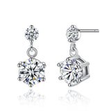 Flower Charm Zircon Ear Studs Earrings Platinum Plated