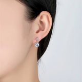 Flower Charm Zircon Ear Studs Earrings Platinum Plated