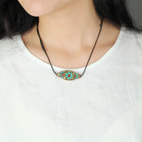 Ethnic Style Nepal Buddha Eye Pendant Necklace Female Thangka Cotton and Hemp