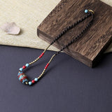 Ethnic Style Nepal Buddha Eye Pendant Necklace Female Thangka Cotton and Hemp