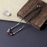 Ethnic Style Nepal Buddha Eye Pendant Necklace Female Thangka Cotton and Hemp