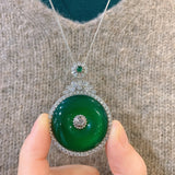 Jade Green Safety Clasp Pendant Chalcedony Necklace Versatile Birthday Gift