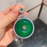 Jade Green Safety Clasp Pendant Chalcedony Necklace Versatile Birthday Gift