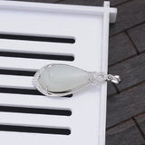 Natural Hetian Jade Pendant with 925 Silver Inlay