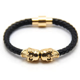 Men's Leather Ghost Head Charm Punk Skull Bracelet