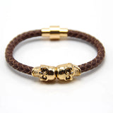 Men's Leather Ghost Head Charm Punk Skull Bracelet