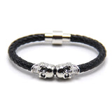 Men's Leather Ghost Head Charm Punk Skull Bracelet