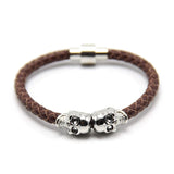 Men's Leather Ghost Head Charm Punk Skull Bracelet