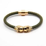 Men's Leather Ghost Head Charm Punk Skull Bracelet