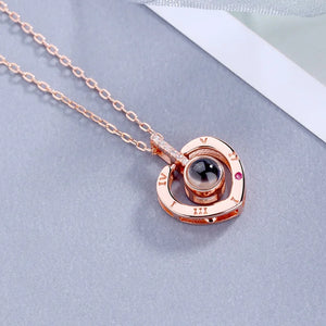 S925 Silver Heart Memory Of Love 100 Languages I Love You Necklace Gift