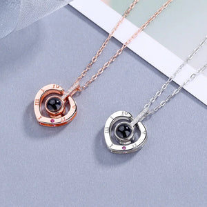 S925 Silver Heart Memory Of Love 100 Languages I Love You Necklace Gift